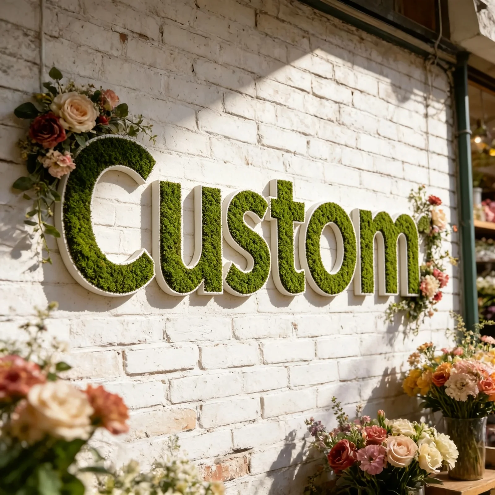 Handmade 3D Custom Moss Letter Logo Sign, Natural Plant Indoor Wall Decoration Sign for Florist Shop & Business Storefront
Handmade 3D Custom Moss Letter Logo Sign, Natural Plant Indoor Wall Decoration Sign for Florist Shop & Business Storefront