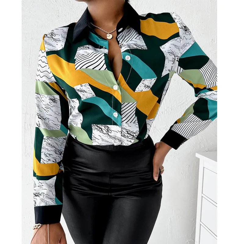 Spring Summer Printed Fashion Women Shirt Turndown Collar Single Breasted Blouse Long Sleeved Shirts
Spring Summer Printed Fashion Women Shirt Turndown Collar Single Breasted Blouse Long Sleeved Shirts