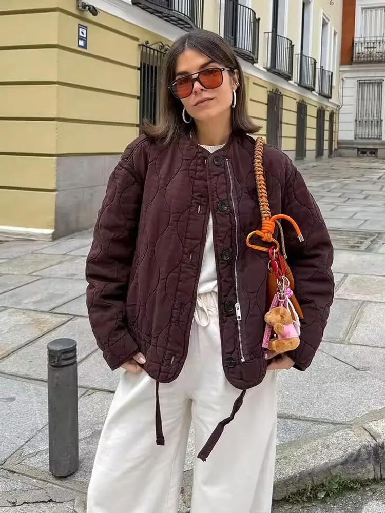 TRAFZA Women Vintage Solid Quilted Padded Coat O Neck Long Sleeve Zipper Jacket Autumn Winter Loose Casual Maternity Outwear
TRAFZA Women Vintage Solid Quilted Padded Coat O Neck Long Sleeve Zipper Jacket Autumn Winter Loose Casual Maternity Outwear