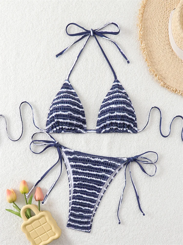 Sexy Navy Pleate Micro Bikini 2025 Women Halter Push Up Bra Tie Side Thong Swimsuit Beach Bathing Suit Holiday Swimwear Biquini
Sexy Navy Pleate Micro Bikini 2025 Women Halter Push Up Bra Tie Side Thong Swimsuit Beach Bathing Suit Holiday Swimwear Biquini