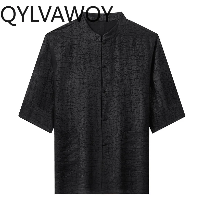 QYLVAWOY 100% натуральные шелковые мужские рубашки из тутового шелкопряда, летняя мужская черная рубашка с воротником-стойкой, на пуговицах, с коротким рукавом
QYLVAWOY 100% натуральные шелковые мужские рубашки из тутового шелкопряда, летняя мужская черная рубашка с воротником-стойкой, на пуговицах, с коротким рукавом