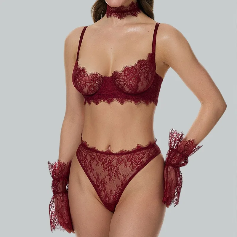 Toucheart Erotic Lingerie Lace Underwire Three-point Sexy Lingerie Gloves Neck Ring Multi-piece Set Exquisite Women Lingerie Set
Toucheart Erotic Lingerie Lace Underwire Three-point Sexy Lingerie Gloves Neck Ring Multi-piece Set Exquisite Women Lingerie Set