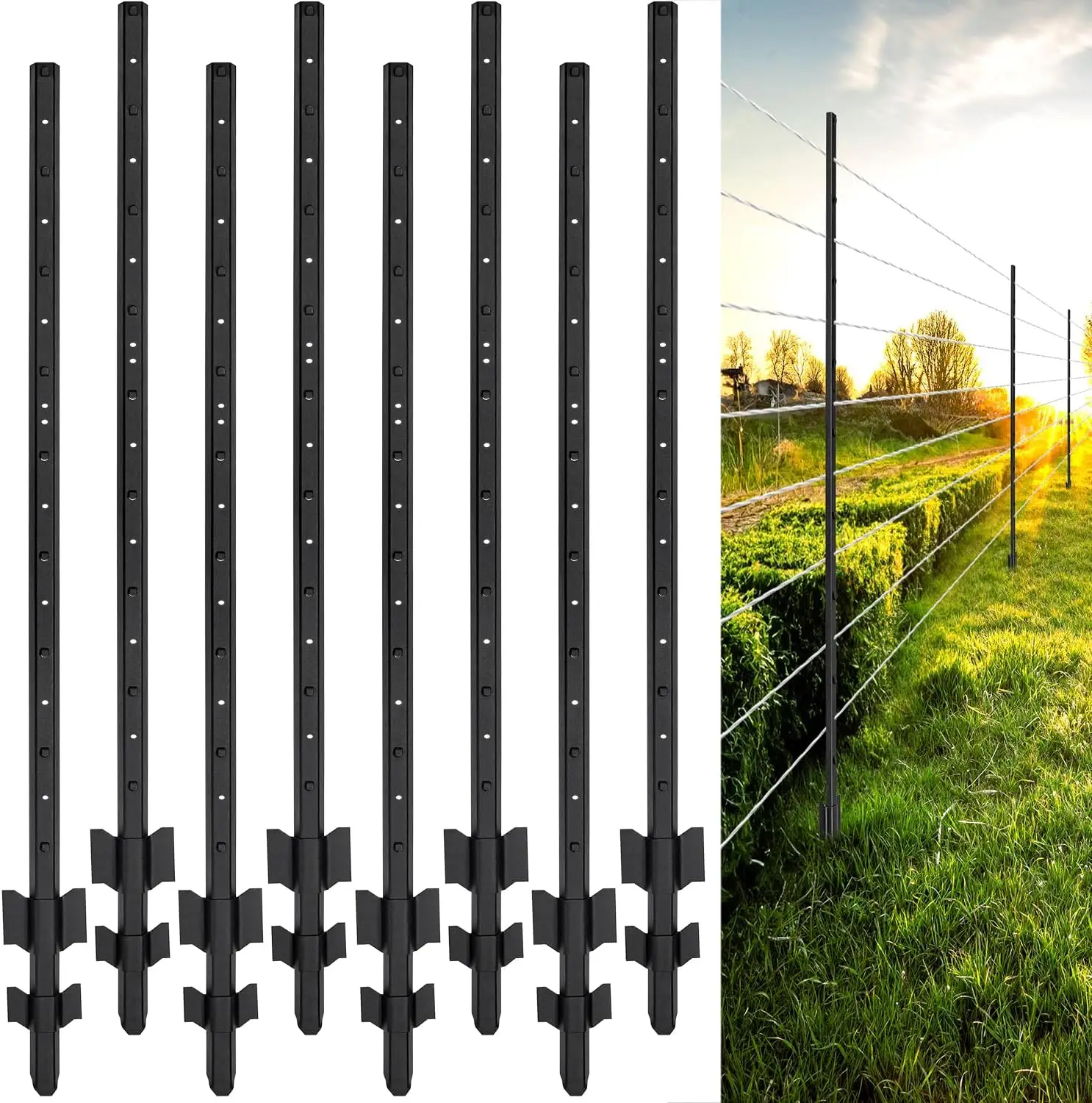 Heavy Duty Metal Fence Posts, 6 Feet U-Channel Steel Posts for Wire Fencing, Set of 8 for Yard and Outdoor Use
Heavy Duty Metal Fence Posts, 6 Feet U-Channel Steel Posts for Wire Fencing, Set of 8 for Yard and Outdoor Use