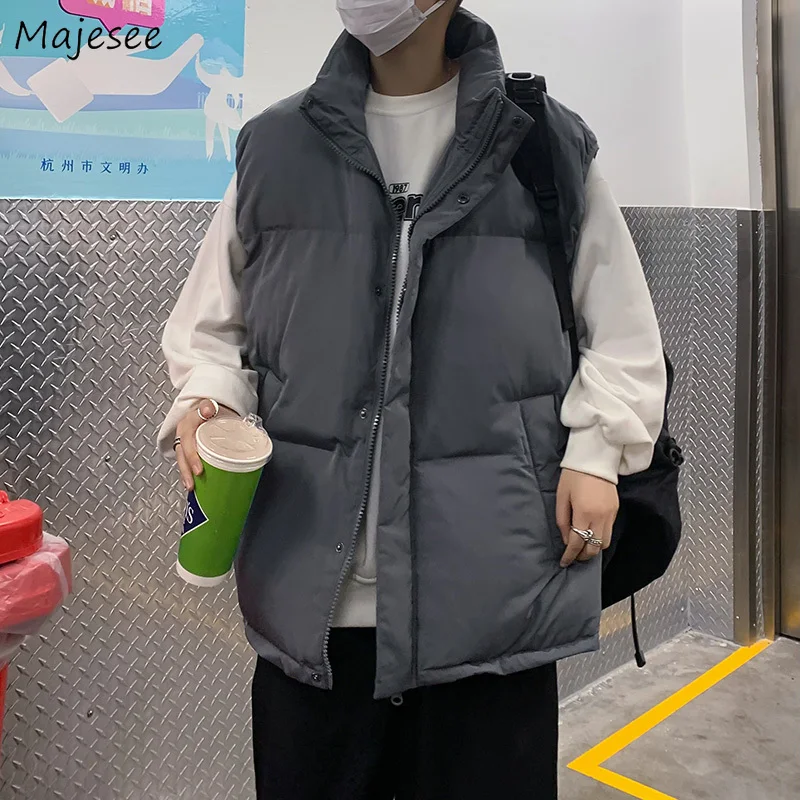 Vests Men Solid Winter All-match Thick Pockets Warm Outwear Stand Collar Loose Korean Style Trendy Waistcoats Kawaii Clothing
Vests Men Solid Winter All-match Thick Pockets Warm Outwear Stand Collar Loose Korean Style Trendy Waistcoats Kawaii Clothing