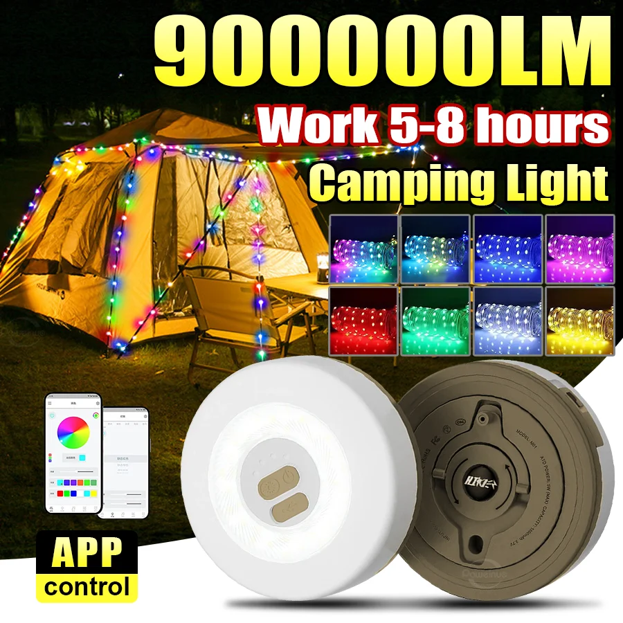 900000LM светодиодный светильник для кемпинга, красочный атмосферный фонарик для палатки, портативный фонарик, палатка, уличный садовый декоративный светильник
900000LM светодиодный светильник для кемпинга, красочный атмосферный фонарик для палатки, портативный фонарик, палатка, уличный садовый декоративный светильник