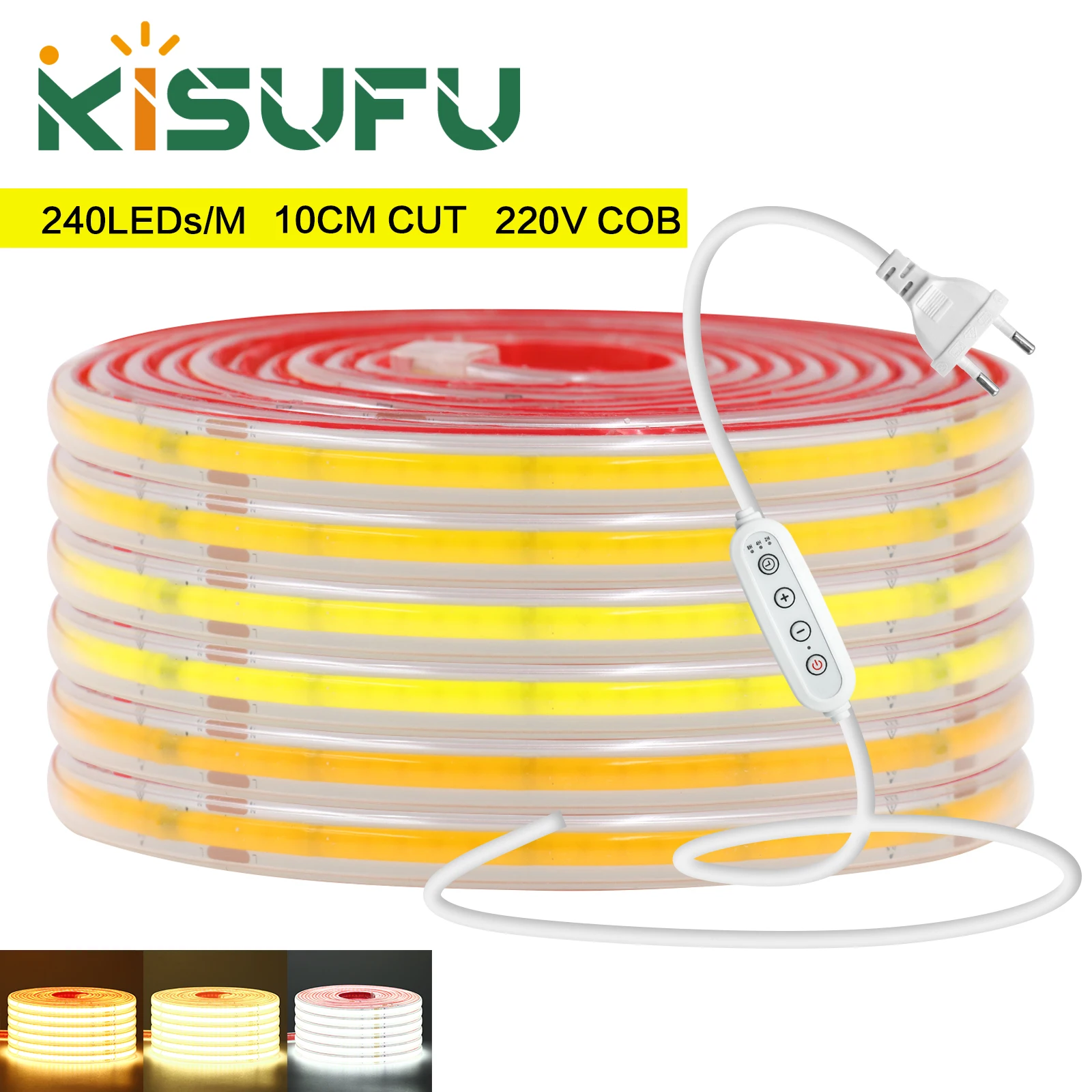 220V COB LED Strip Dimmable Switch Kit White Warm Natural 240LEDs/M 10CM Cut Waterproof Flexible Neon Tape With IC Home Lighting
220V COB LED Strip Dimmable Switch Kit White Warm Natural 240LEDs/M 10CM Cut Waterproof Flexible Neon Tape With IC Home Lighting