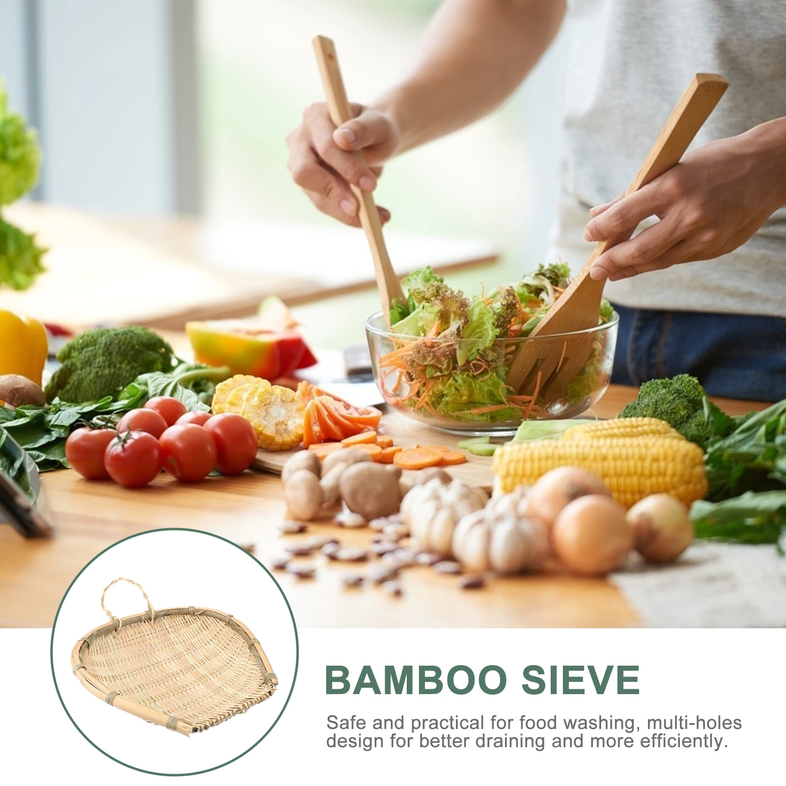 1pc Bamboo Drain Basket Kitchen Food Washing Drying Tool Multi Holes Design Strong Weaving Drainer For Vegetables
1pc Bamboo Drain Basket Kitchen Food Washing Drying Tool Multi Holes Design Strong Weaving Drainer For Vegetables