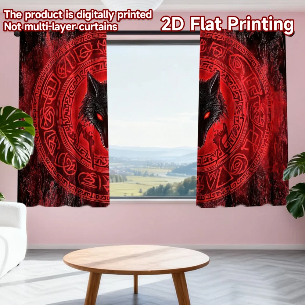 2D flat printing 2pcs Curtains Mystical Red Wolf Symbol Digital Printed Polyester Drapes All Season Party & Holiday Decor
2D flat printing 2pcs Curtains Mystical Red Wolf Symbol Digital Printed Polyester Drapes All Season Party & Holiday Decor