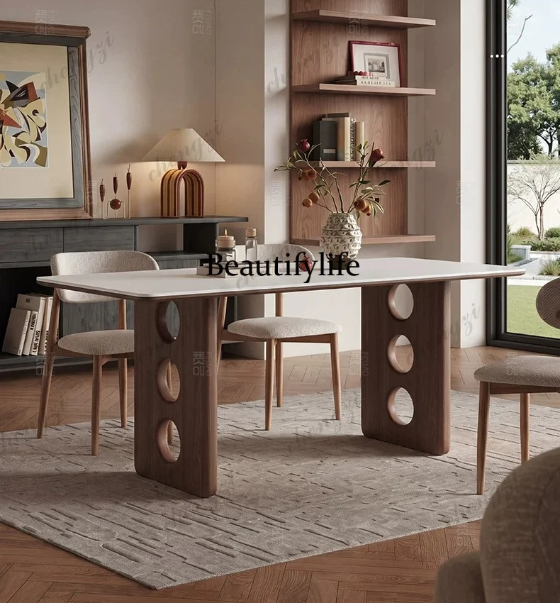 Medieval pure white rock slab dining table household small apartment, French retro rectangular solid wood dining table
Medieval pure white rock slab dining table household small apartment, French retro rectangular solid wood dining table