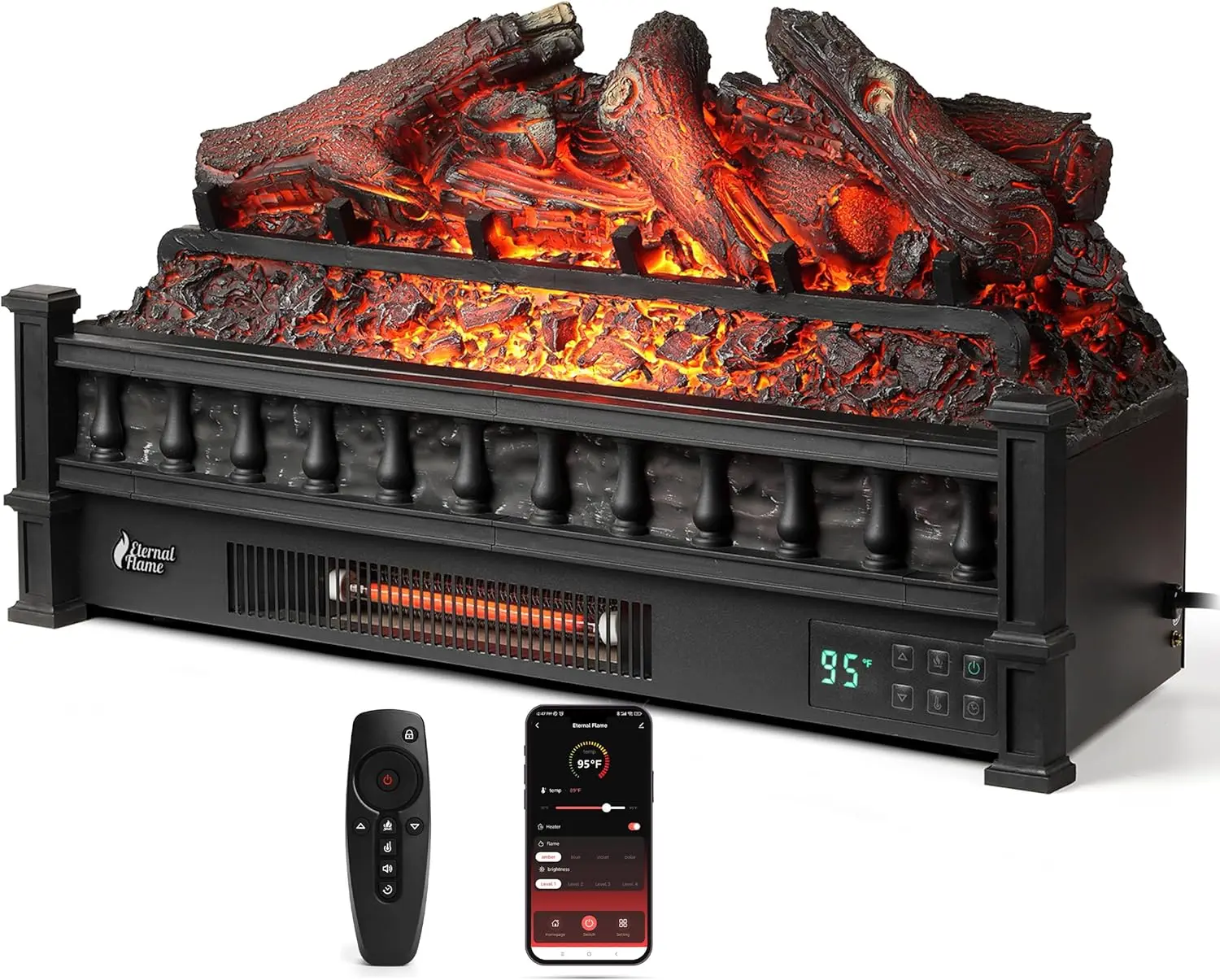 Home Use, Electric Infrared Quartz, Black, Sound Crackling, Realistic Lemonwood Logs, Adjustable Flame Colors, Thermostat, Timer
Home Use, Electric Infrared Quartz, Black, Sound Crackling, Realistic Lemonwood Logs, Adjustable Flame Colors, Thermostat, Timer
