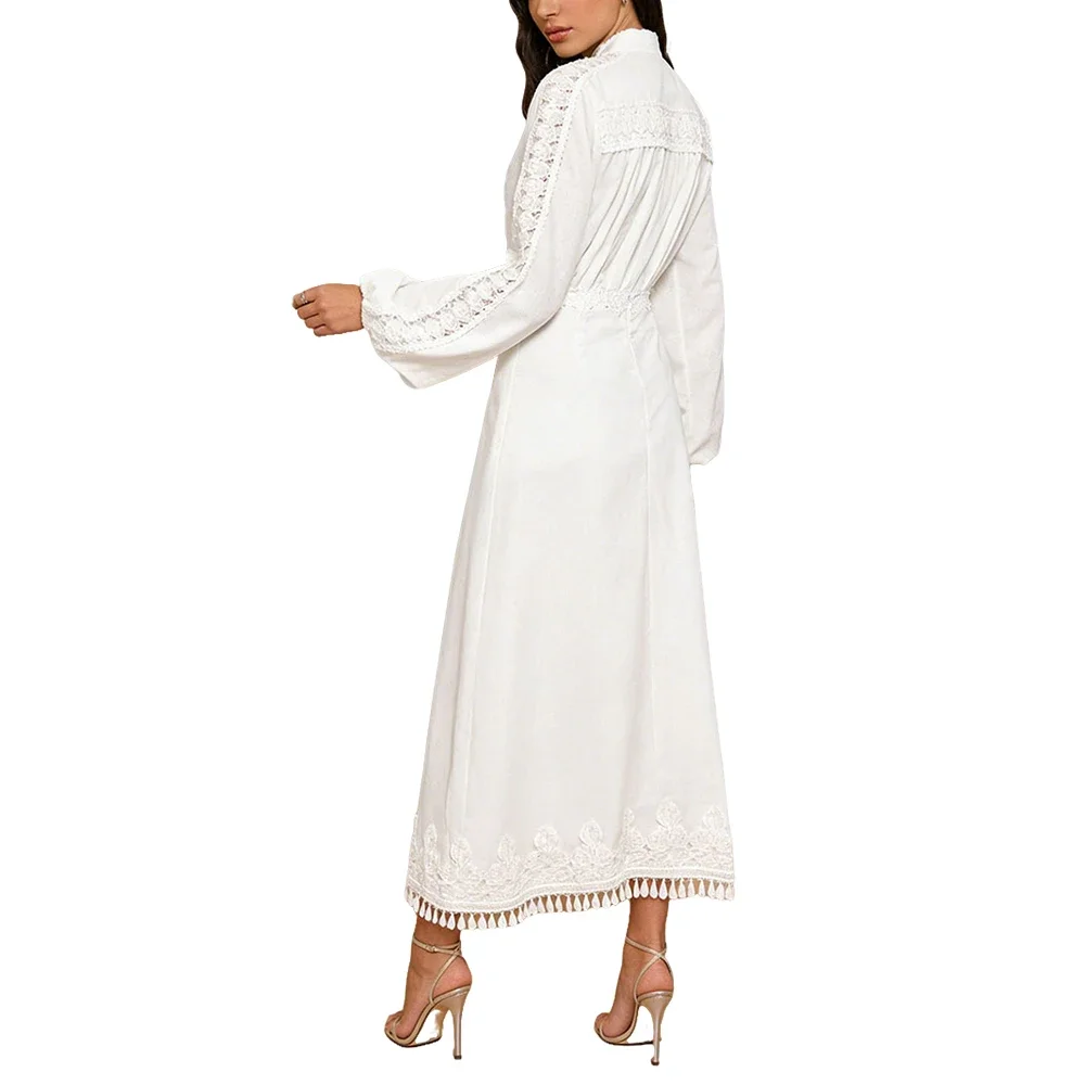 Luxury White Lace Lantern Sleeve Crop Top and High Waist Tassel Maxi Skirt Dress Set Elegant Vintage Wedding Guest Gown Outfits
Luxury White Lace Lantern Sleeve Crop Top and High Waist Tassel Maxi Skirt Dress Set Elegant Vintage Wedding Guest Gown Outfits