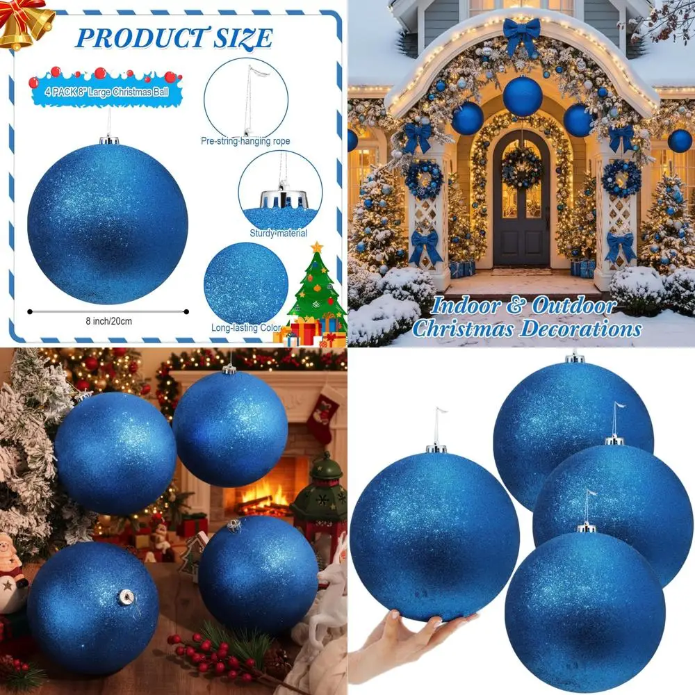 Гигантские 8 блестящих синих рождественских шаров - большие пластиковые елочные украшения для праздничных вечеринок и праздничного декора на открытом воздухе
Гигантские 8 блестящих синих рождественских шаров - большие пластиковые елочные украшения для праздничных вечеринок и праздничного декора на открытом воздухе