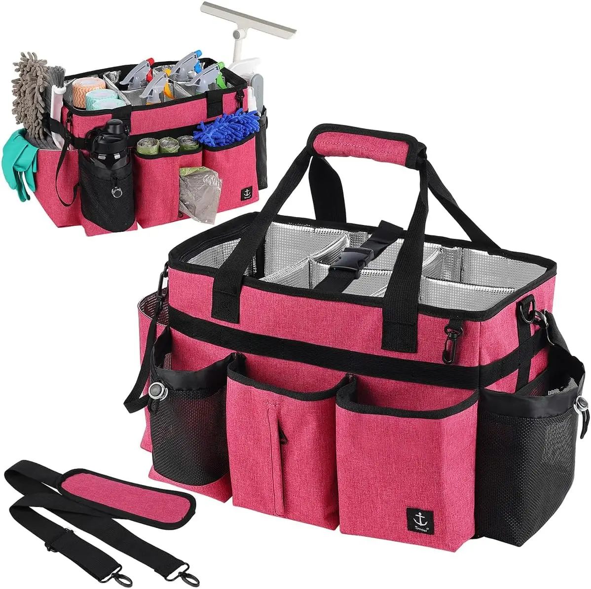 Large Cleaning Caddy Bag Built-in Sturdy Support Board, Cleaning Organizer with Detachable Divider, Cleaning Supply Tote with Ad
Large Cleaning Caddy Bag Built-in Sturdy Support Board, Cleaning Organizer with Detachable Divider, Cleaning Supply Tote with Ad