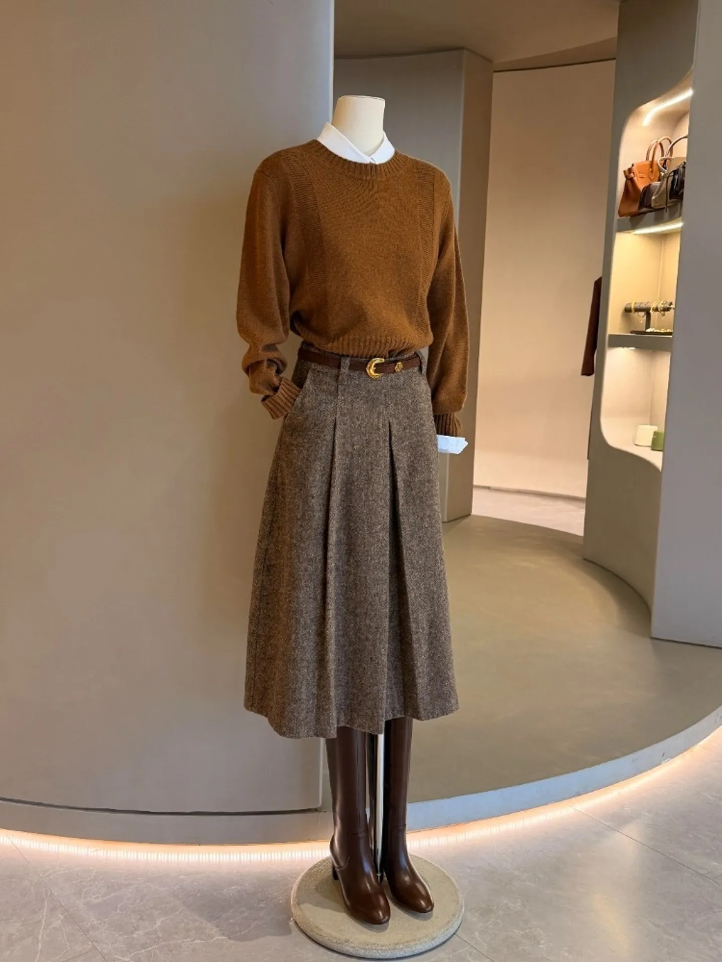Ele Coffee Color Sweater And Skirt Set High Waist Midi Length Busin Profional Sle Two Piece Faion Set
Ele Coffee Color Sweater And Skirt Set High Waist Midi Length Busin Profional Sle Two Piece Faion Set