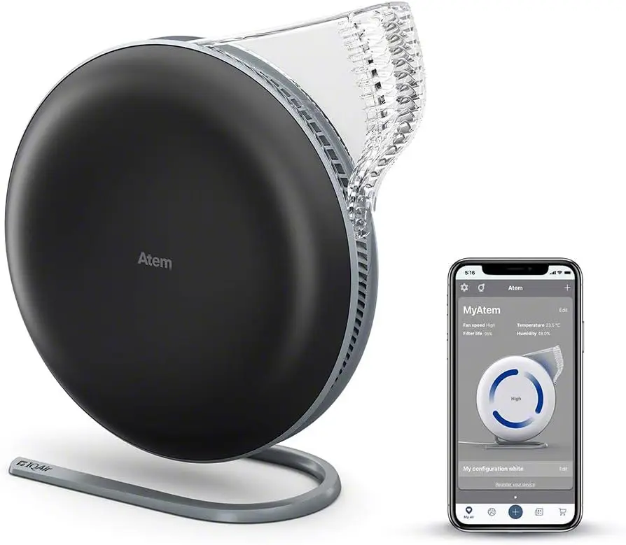 Atem Desk Air Purifier for Home Office Desktop Small Room up to 150 sq ft HyperHEPA Filter for Bacteria Viruses Allergens Pets
Atem Desk Air Purifier for Home Office Desktop Small Room up to 150 sq ft HyperHEPA Filter for Bacteria Viruses Allergens Pets
