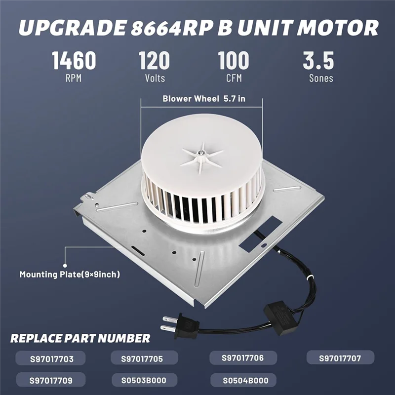 A82I-8664RP/8663RP B Мотор вентилятора для ванной комнаты для Nutone 6445RP, 671R, 672R, 8673RP, 763RL, 769RL, 750 Для вентилятора Broan, вилка стандарта США
A82I-8664RP/8663RP B Мотор вентилятора для ванной комнаты для Nutone 6445RP, 671R, 672R, 8673RP, 763RL, 769RL, 750 Для вентилятора Broan, вилка стандарта США