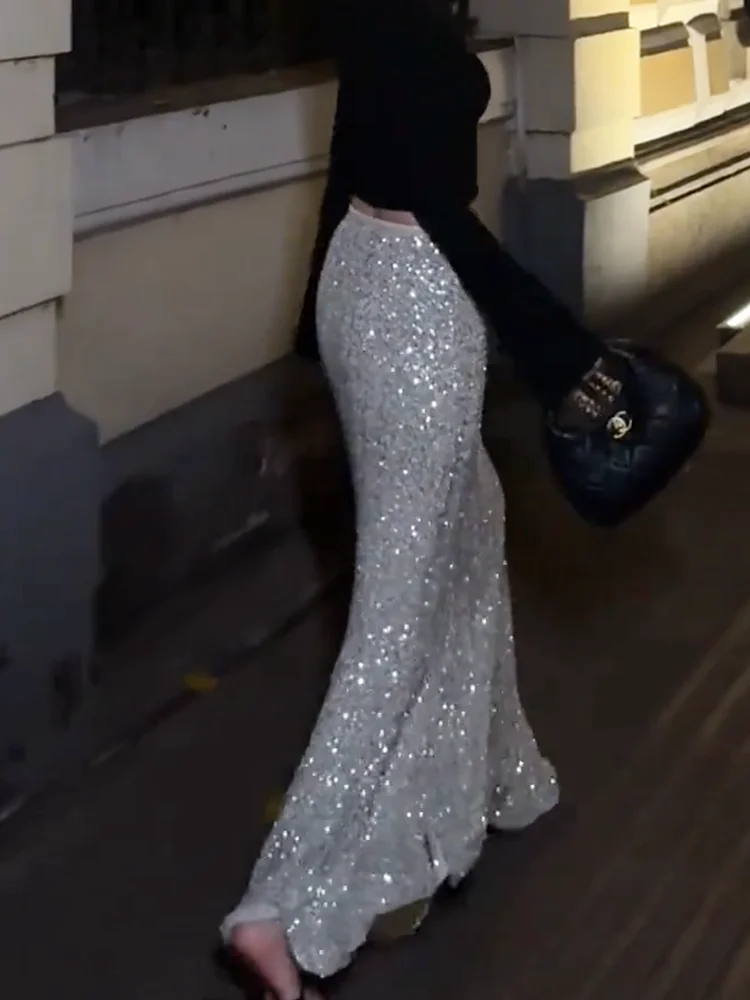Элегантная женская юбка с пайетками, осенне-зимняя новинка, драпированная, модная, универсальная, длинная юбка-рыбий хвост
Элегантная женская юбка с пайетками, осенне-зимняя новинка, драпированная, модная, универсальная, длинная юбка-рыбий хвост