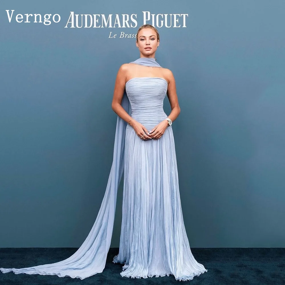 Verngo Light Blue Evening Dress Elegant Strapless A Line Prom Dress Flowing Hand-pleated Silk Prom Party Dress Customized
Verngo Light Blue Evening Dress Elegant Strapless A Line Prom Dress Flowing Hand-pleated Silk Prom Party Dress Customized