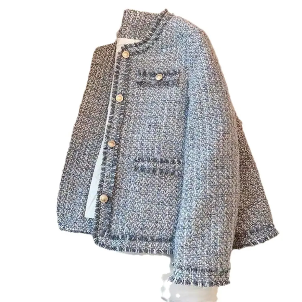 Blue Tweed Fragrant Wind Coat for Women Stylish Spring Autumn Top Beautiful Socialite Jacket
Blue Tweed Fragrant Wind Coat for Women Stylish Spring Autumn Top Beautiful Socialite Jacket