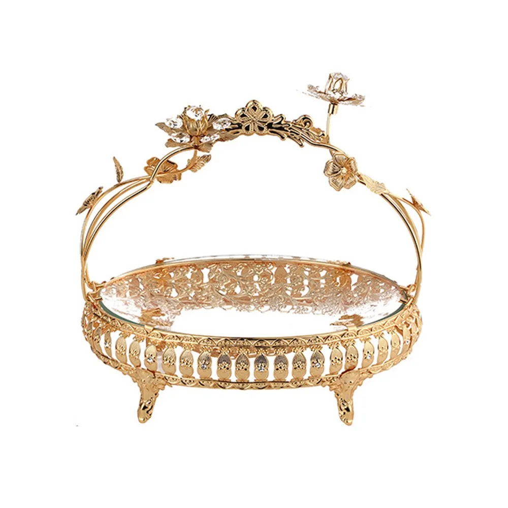 Portable Handle Metal Fruit Plate European Style Light Luxury Retro Storage Basket Golden Glass Pastry Tray Banquet Desktop
Portable Handle Metal Fruit Plate European Style Light Luxury Retro Storage Basket Golden Glass Pastry Tray Banquet Desktop