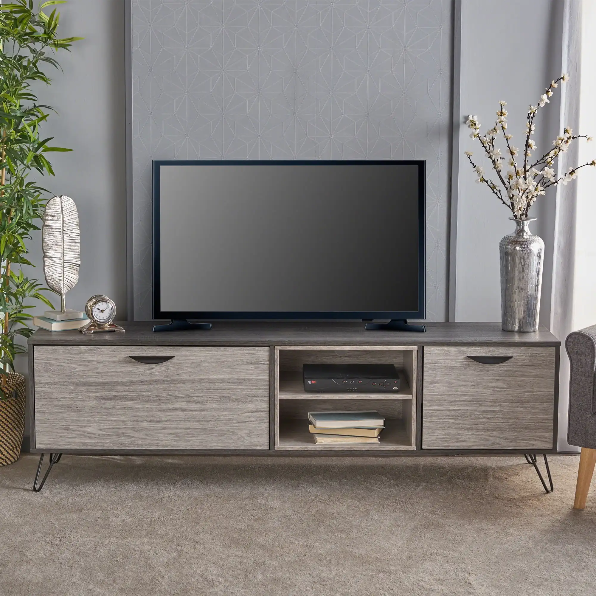 TV Stand for TVs up to 79", Entertainment Center, TV Console Cabinet with Shelves,
TV Stand for TVs up to 79", Entertainment Center, TV Console Cabinet with Shelves,