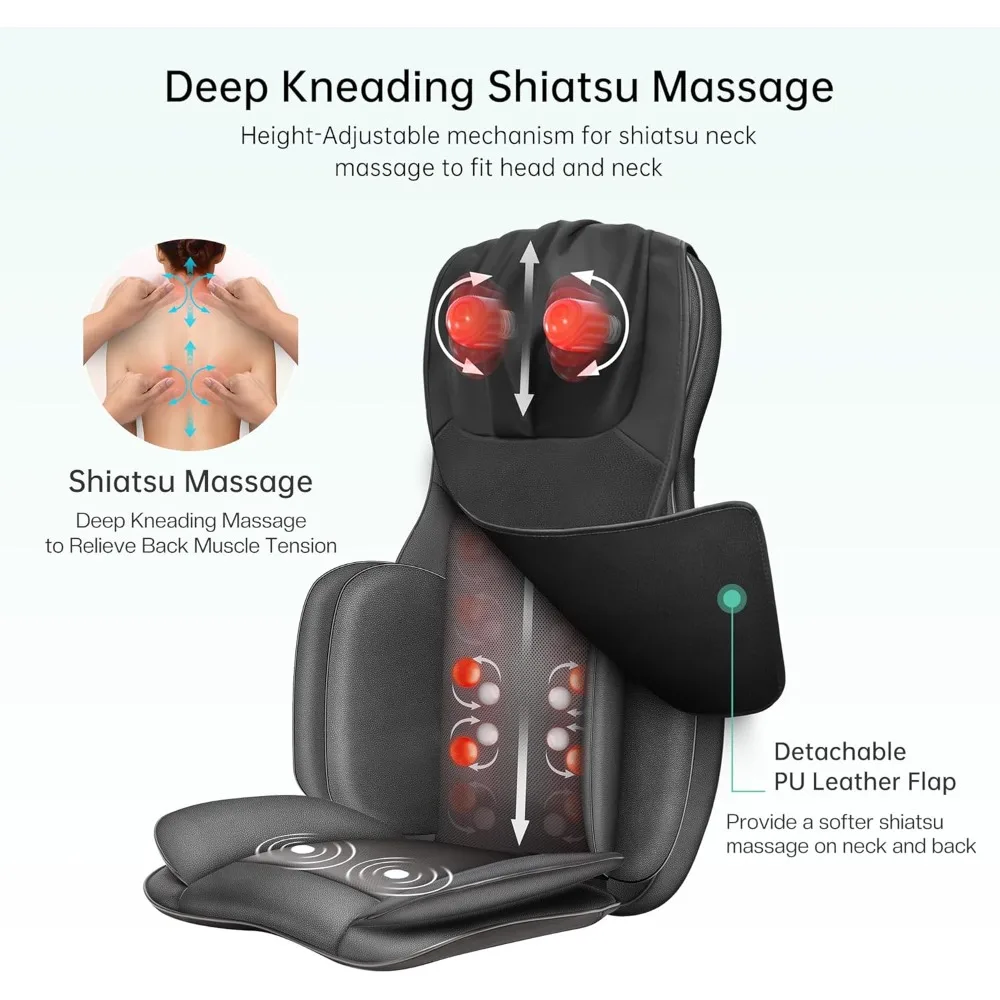 Neck and Back Massager with Heat, Full Body Massage Chair Pad with Compression, Shiatsu Kneading Seat Portable
Neck and Back Massager with Heat, Full Body Massage Chair Pad with Compression, Shiatsu Kneading Seat Portable