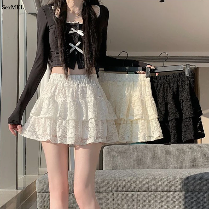 Sweet Lace Ball Gown Summer Women Mini Skirt Casual High Waist Slim Fit Y2k Clothes Hollow Out Black Kawaii Skirt with Shorts
Sweet Lace Ball Gown Summer Women Mini Skirt Casual High Waist Slim Fit Y2k Clothes Hollow Out Black Kawaii Skirt with Shorts