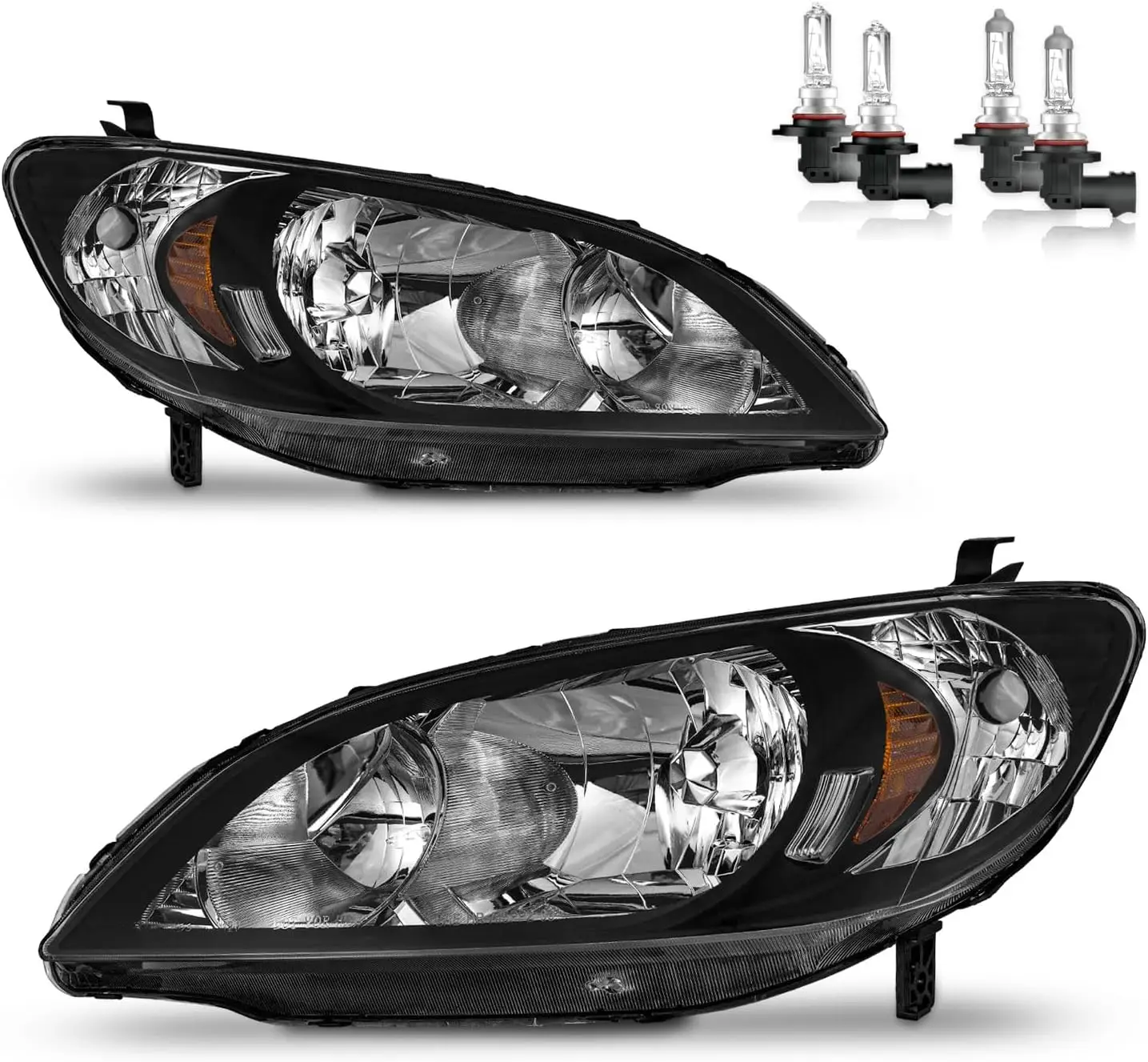 Фары в сборе для Honda Civic 2004-2005 годов, 2/4дверные фары, сменный черный корпус, янтарный отражатель со стороны водителя и пассажира
Фары в сборе для Honda Civic 2004-2005 годов, 2/4дверные фары, сменный черный корпус, янтарный отражатель со стороны водителя и пассажира