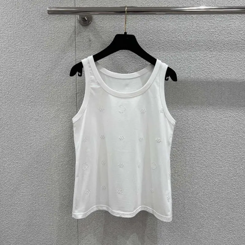26 Spring And Summer New Style Small Xiangfeng Heavy Industry Hollow Flower Embroidered White Sleeveless T-shirt Vest Top For Wo
26 Spring And Summer New Style Small Xiangfeng Heavy Industry Hollow Flower Embroidered White Sleeveless T-shirt Vest Top For Wo