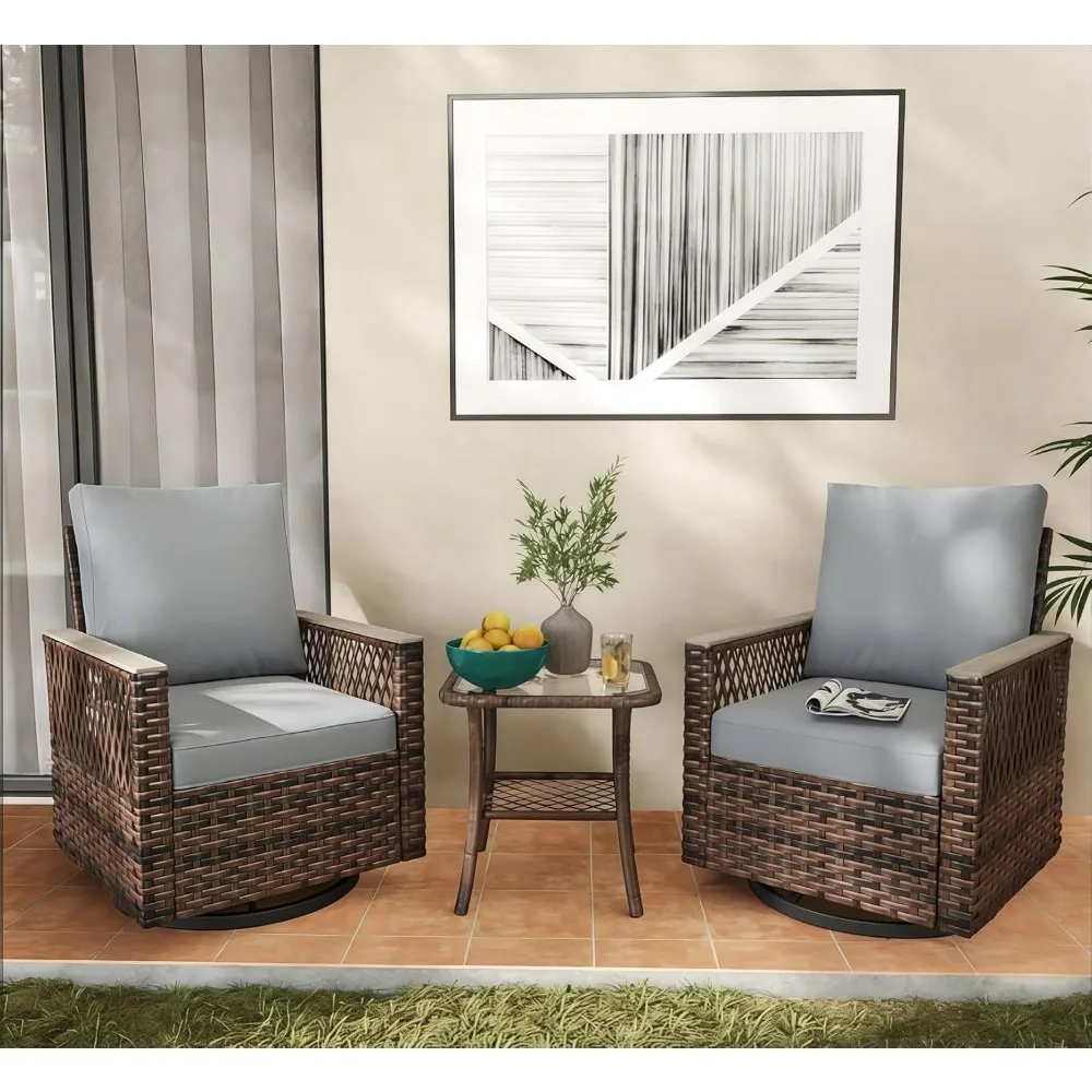 3 Pieces Patio Furniture Set,Outdoor Swivel Rocker Patio Chairs with Table Set, All-Weather Wicker Patio Bistro Set with Thicke
3 Pieces Patio Furniture Set,Outdoor Swivel Rocker Patio Chairs with Table Set, All-Weather Wicker Patio Bistro Set with Thicke
