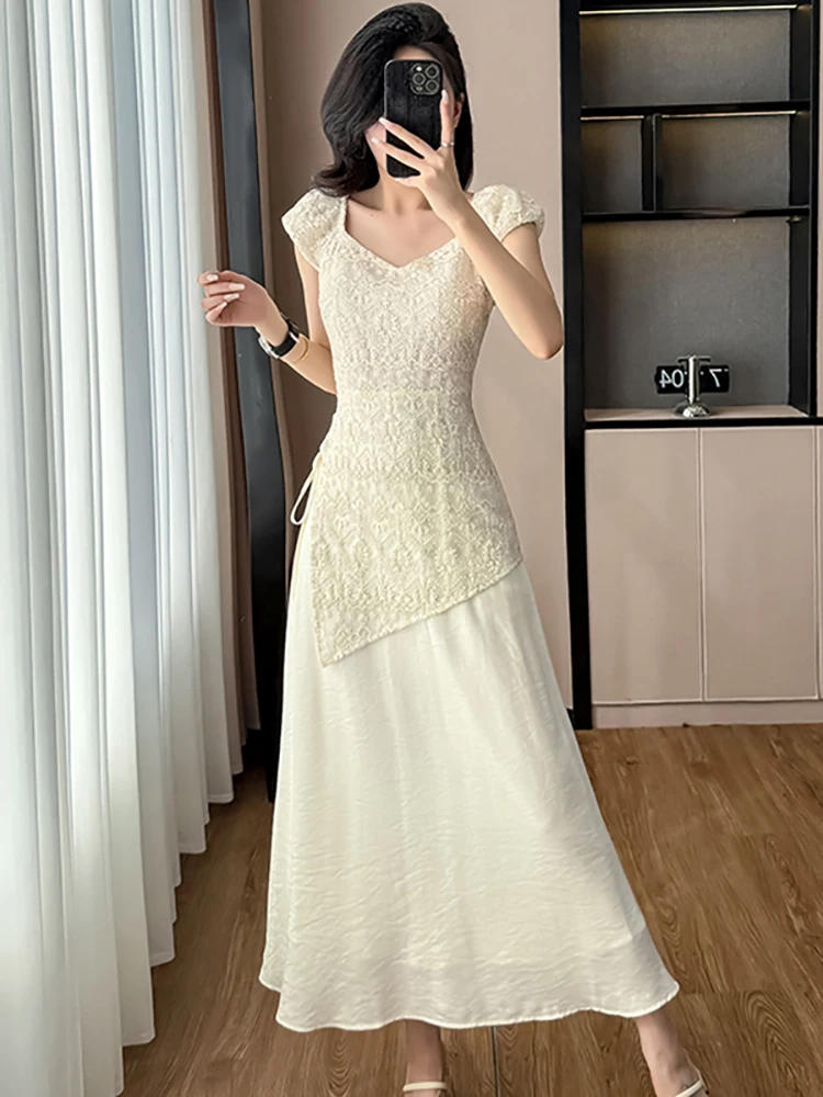 Women Fashion Embroidery Jacquard Patchwork Fake Two Piece Dress Summer Elegant Casual Home Dress 2025 Korean Bodycon Prom Dress
Women Fashion Embroidery Jacquard Patchwork Fake Two Piece Dress Summer Elegant Casual Home Dress 2025 Korean Bodycon Prom Dress