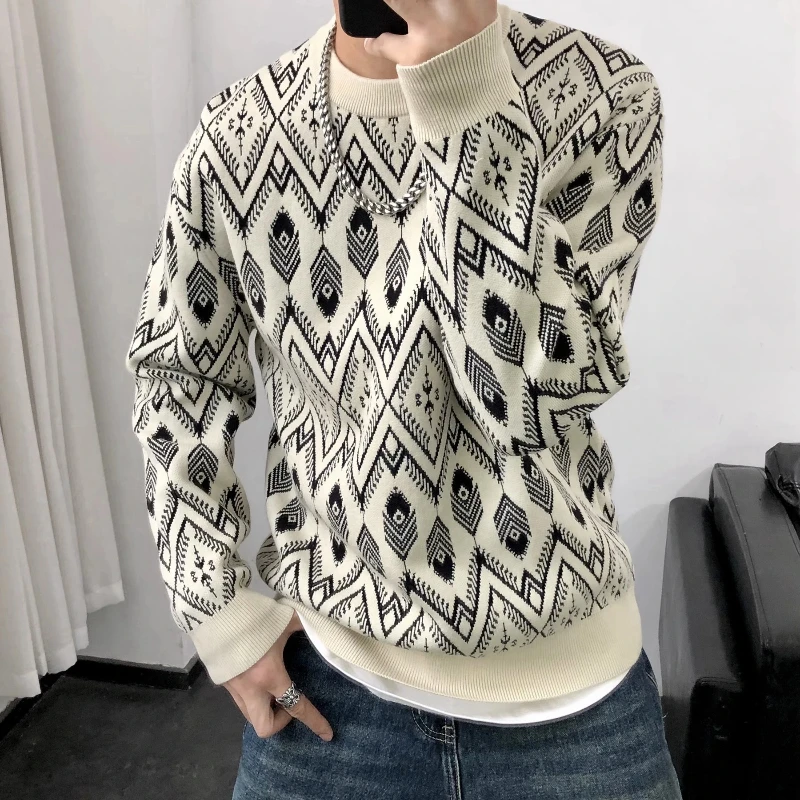 Vintage Fashion Autumn/Winter Sweaters Pullovers Men's O-Neck Contrast Color Plaid Trendy Brand Casual Long Sleeve Knitted Tops
Vintage Fashion Autumn/Winter Sweaters Pullovers Men's O-Neck Contrast Color Plaid Trendy Brand Casual Long Sleeve Knitted Tops