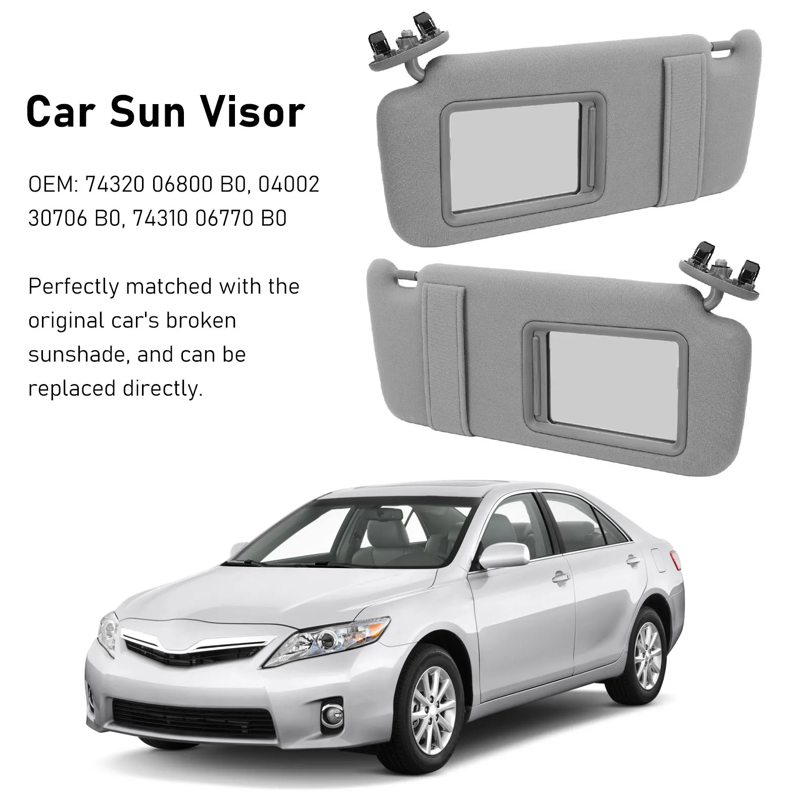 04002 30706 B0 1pair Sun Visor Car Plastic Gray Sunshade with Mirror 74320 06800 B0 for 2007 to 2011 Left Right Sun Visor
04002 30706 B0 1pair Sun Visor Car Plastic Gray Sunshade with Mirror 74320 06800 B0 for 2007 to 2011 Left Right Sun Visor