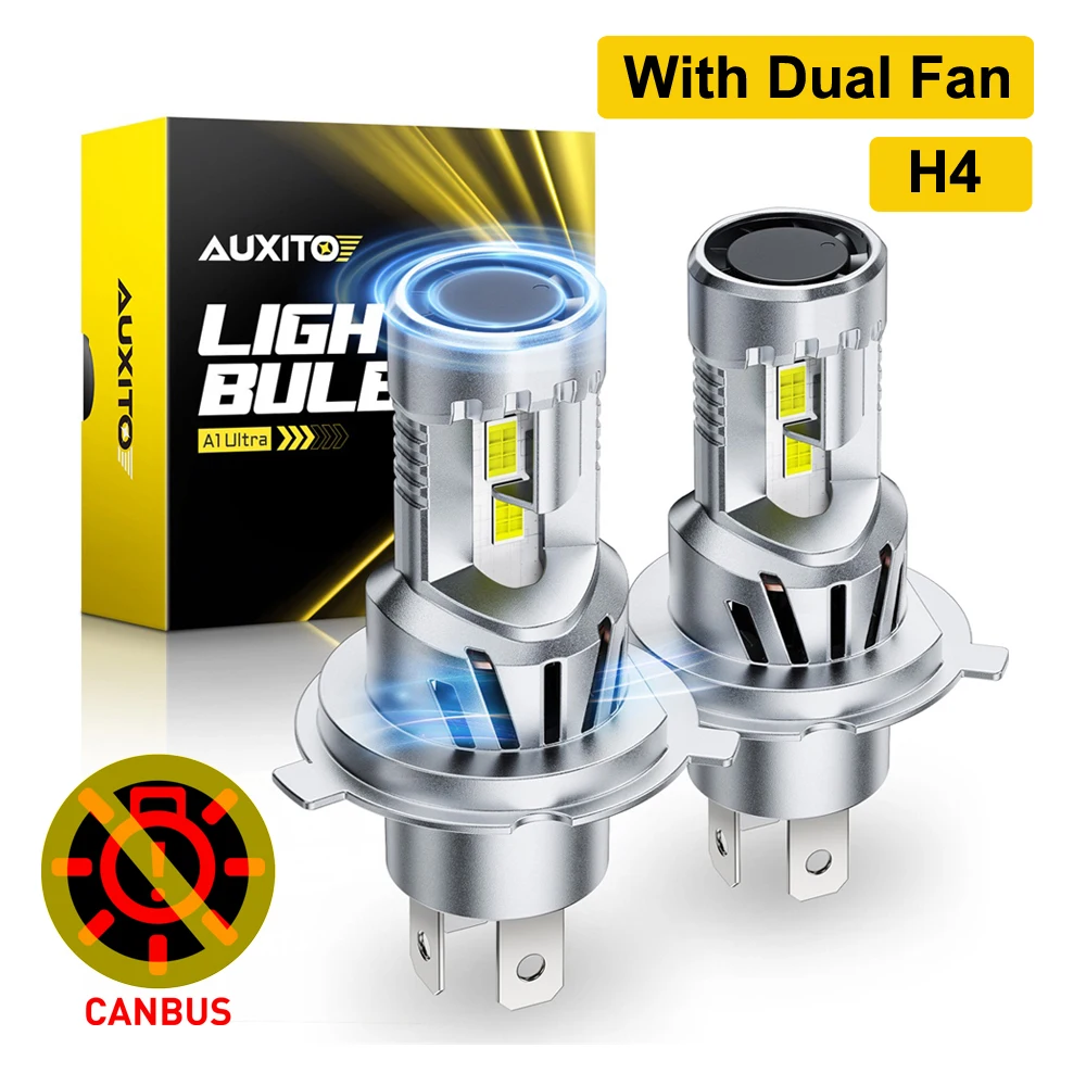 AUXITO 2Pcs Turbo H4 9003 HB2 Car LED Headlight Bulbs CANBUS 6500K 80W High Power H4 LED High Low Beam With Dual Fan 25000LM 12V
AUXITO 2Pcs Turbo H4 9003 HB2 Car LED Headlight Bulbs CANBUS 6500K 80W High Power H4 LED High Low Beam With Dual Fan 25000LM 12V