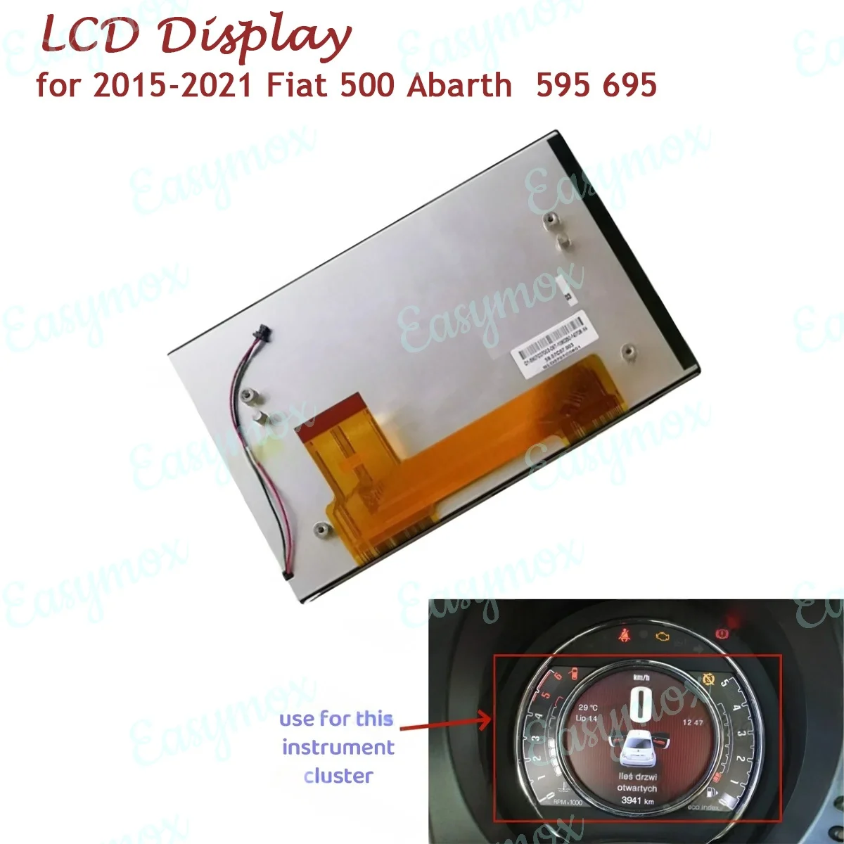 59.07C07.004 TFT LCD Display for Fiat 500 Abarth 595 695 2015-2021 Instrument Cluster Screen Repairment 7357735260
59.07C07.004 TFT LCD Display for Fiat 500 Abarth 595 695 2015-2021 Instrument Cluster Screen Repairment 7357735260