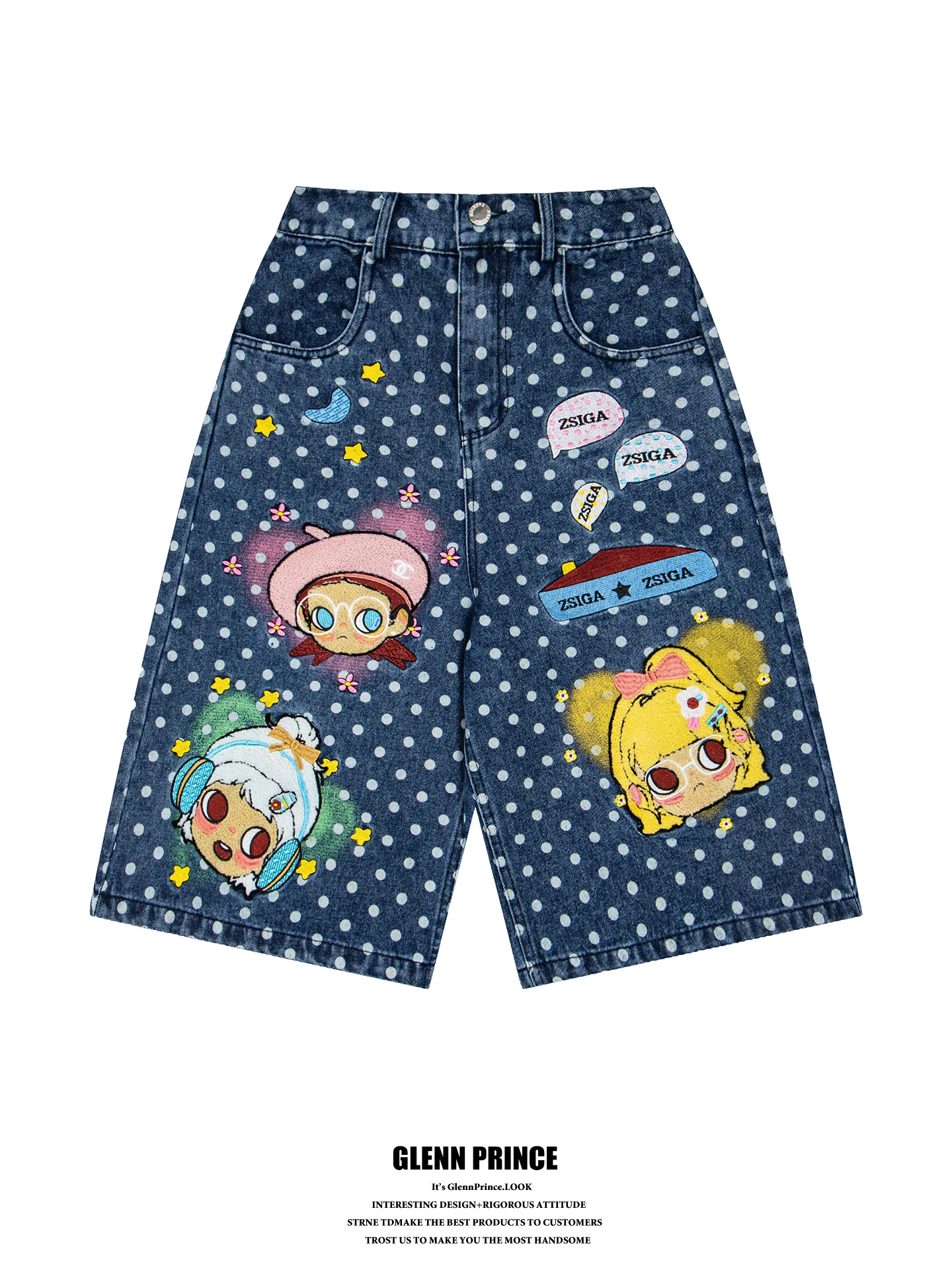 GPstudio Trendy Brand Graffiti Cartoon Polka Dot Denim Shorts Unisex Summer BF Wide Leg mid Waist Jeans Casual Cotton
GPstudio Trendy Brand Graffiti Cartoon Polka Dot Denim Shorts Unisex Summer BF Wide Leg mid Waist Jeans Casual Cotton