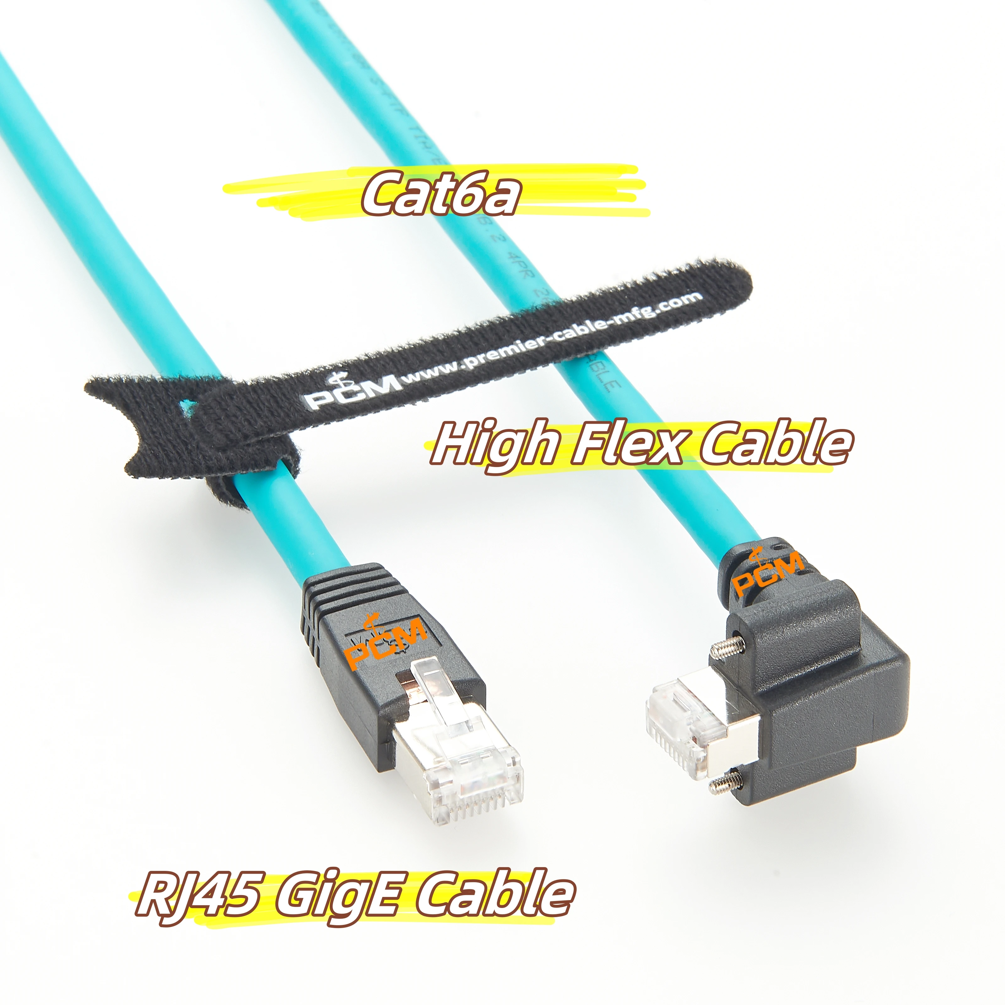 Cat6a Locking RJ45 Up Down Angle Drag Chain Ethernet Cable for LAN GigE Vision Camera PoE Controller Switch Cognex Baumer Sony