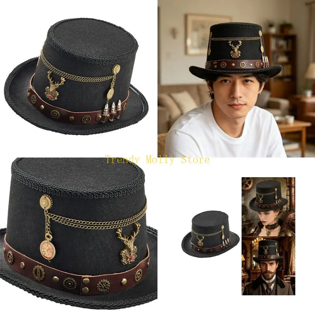 N5KB Classical Gothic Tall Hat With Decorative Wing Goggles Cosplay Headwear Top Cap For Halloween Party Gathering Wear
N5KB Classical Gothic Tall Hat With Decorative Wing Goggles Cosplay Headwear Top Cap For Halloween Party Gathering Wear