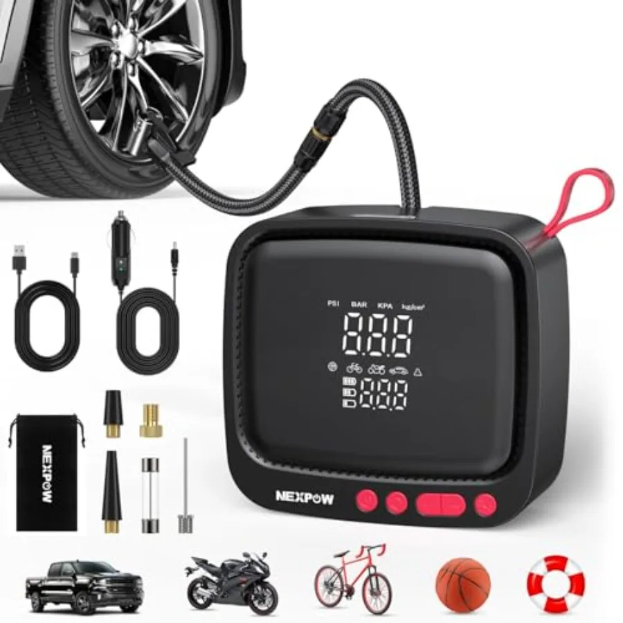 Tire Inflator Portable Air Compressor - Air Pump for Car Tires with 12V DC Power Adapter 180PSI Electric Tire Pump with Digital
Tire Inflator Portable Air Compressor - Air Pump for Car Tires with 12V DC Power Adapter 180PSI Electric Tire Pump with Digital