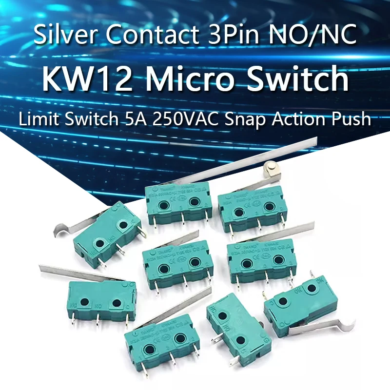 5Pcs/lot Silver Contact KW12 Micro Switch 3Pin NO/NC Mini Limit Switch 5A 250VAC Snap Action Push Micro Switches KW12 Switch
5Pcs/lot Silver Contact KW12 Micro Switch 3Pin NO/NC Mini Limit Switch 5A 250VAC Snap Action Push Micro Switches KW12 Switch