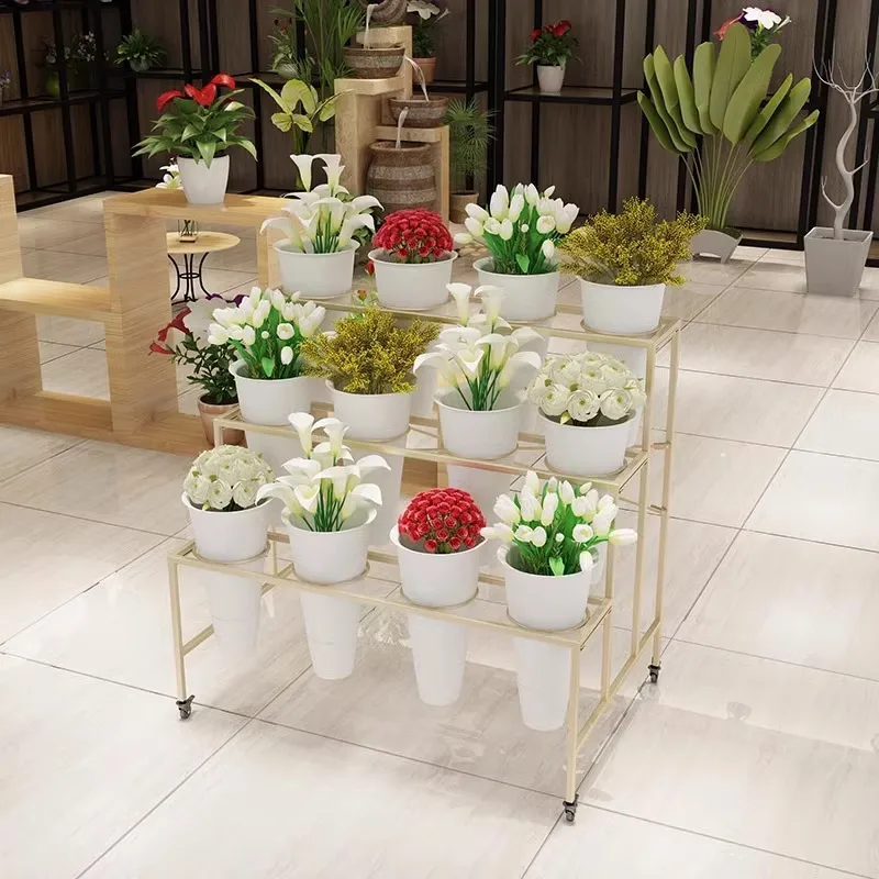 Large flower shop flower stand wrought iron multi-layer shelf removable plastic with universal wheel
Large flower shop flower stand wrought iron multi-layer shelf removable plastic with universal wheel