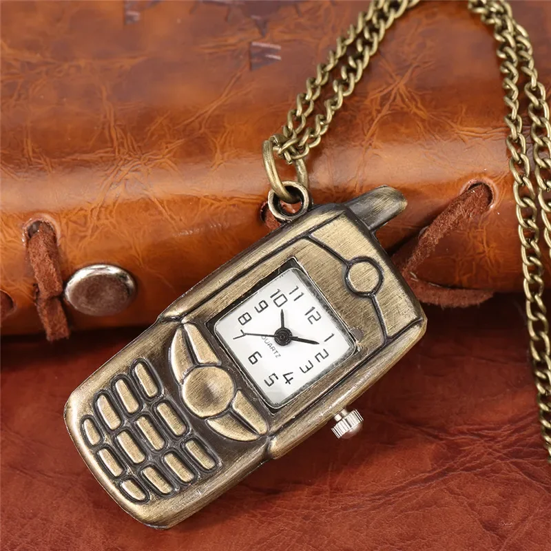 Bronze Mobile Phone Shape Men Women Quartz Pocket Watch Pendant Necklace Chain Small Size Timepice Arabic Number Clock
Bronze Mobile Phone Shape Men Women Quartz Pocket Watch Pendant Necklace Chain Small Size Timepice Arabic Number Clock