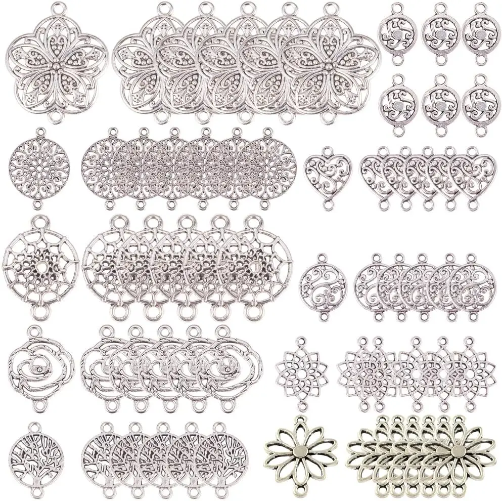 1 Box 60pcs Assorted Connector Charms Flower Tree of Life Charms Dream Catcher Antique Silver Chakra Heart Linking Connectors Ch
1 Box 60pcs Assorted Connector Charms Flower Tree of Life Charms Dream Catcher Antique Silver Chakra Heart Linking Connectors Ch