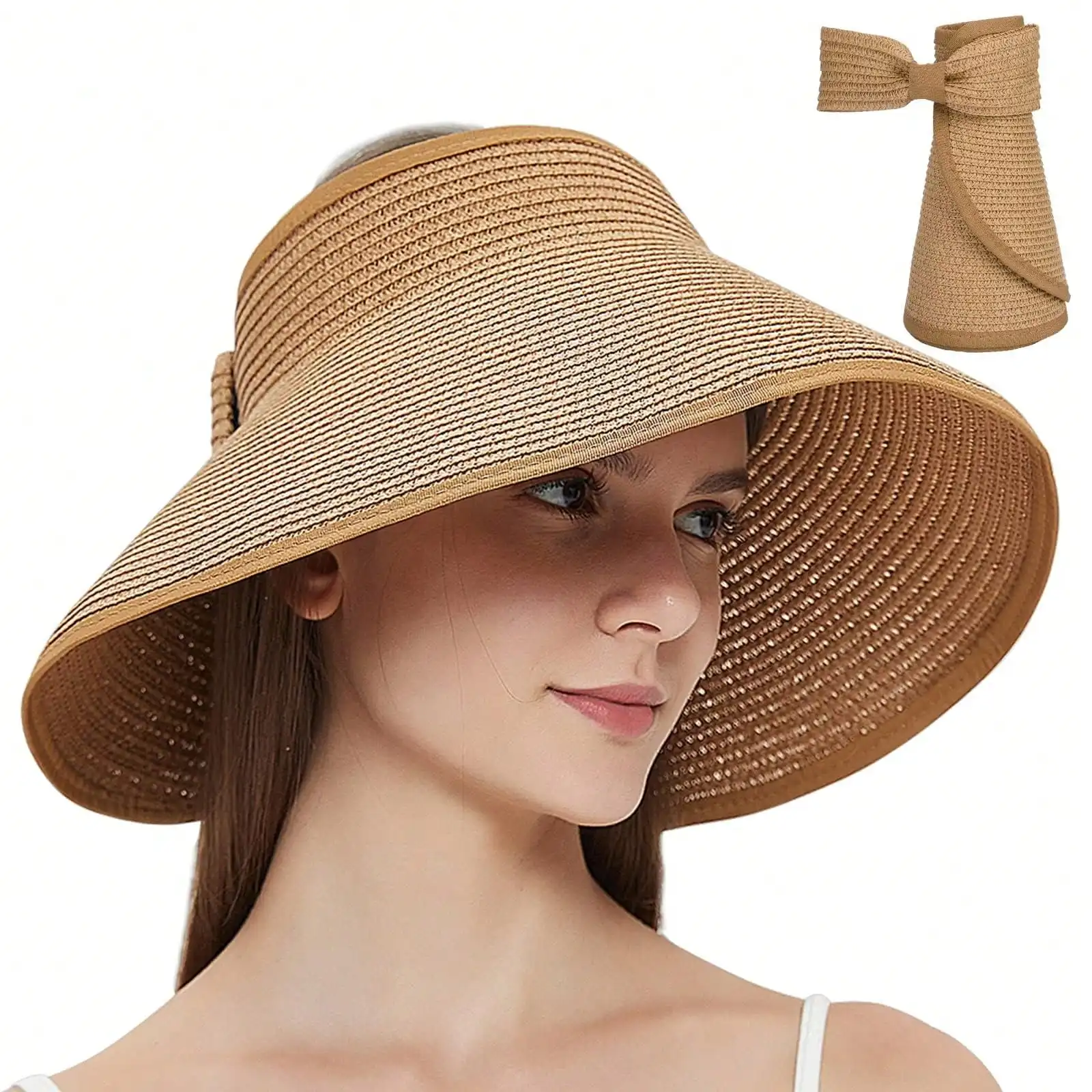 Foldable Summer Sunhat, Wide Brim Visor Hat, Casual Outdoor UV Protection, Bowknot Beach Hat, Fashion Personalized, Solid Color
Foldable Summer Sunhat, Wide Brim Visor Hat, Casual Outdoor UV Protection, Bowknot Beach Hat, Fashion Personalized, Solid Color