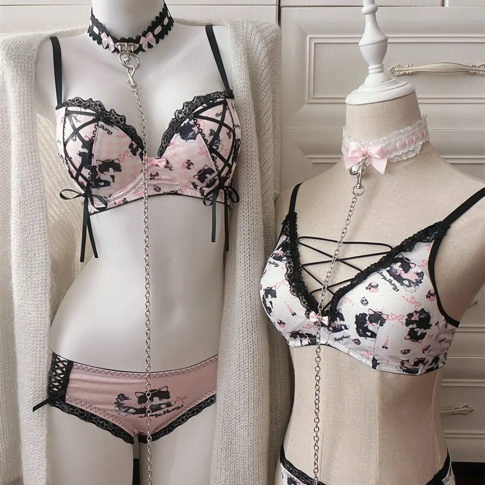 Lolita Girl Cute Cow Cat Bra Set Japanese Sweet Sexy Cross Ribbon Hollow Out No Steel Ring Lace Underwear Bra
Lolita Girl Cute Cow Cat Bra Set Japanese Sweet Sexy Cross Ribbon Hollow Out No Steel Ring Lace Underwear Bra