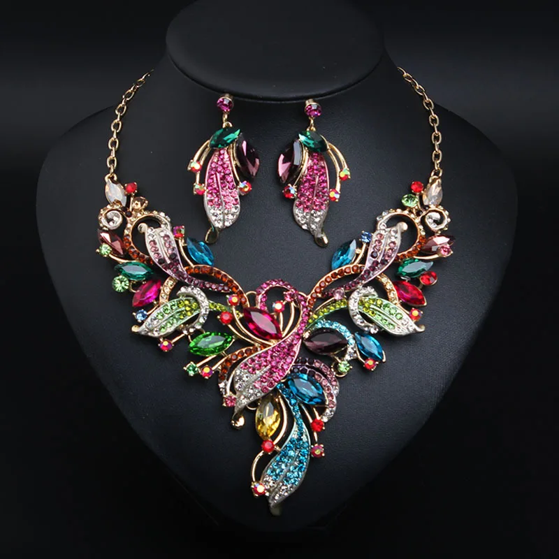 DIY accessories Cross-border explosion, European and American exaggerated painting oil crystal diamond necklace earrings set dre
DIY accessories Cross-border explosion, European and American exaggerated painting oil crystal diamond necklace earrings set dre