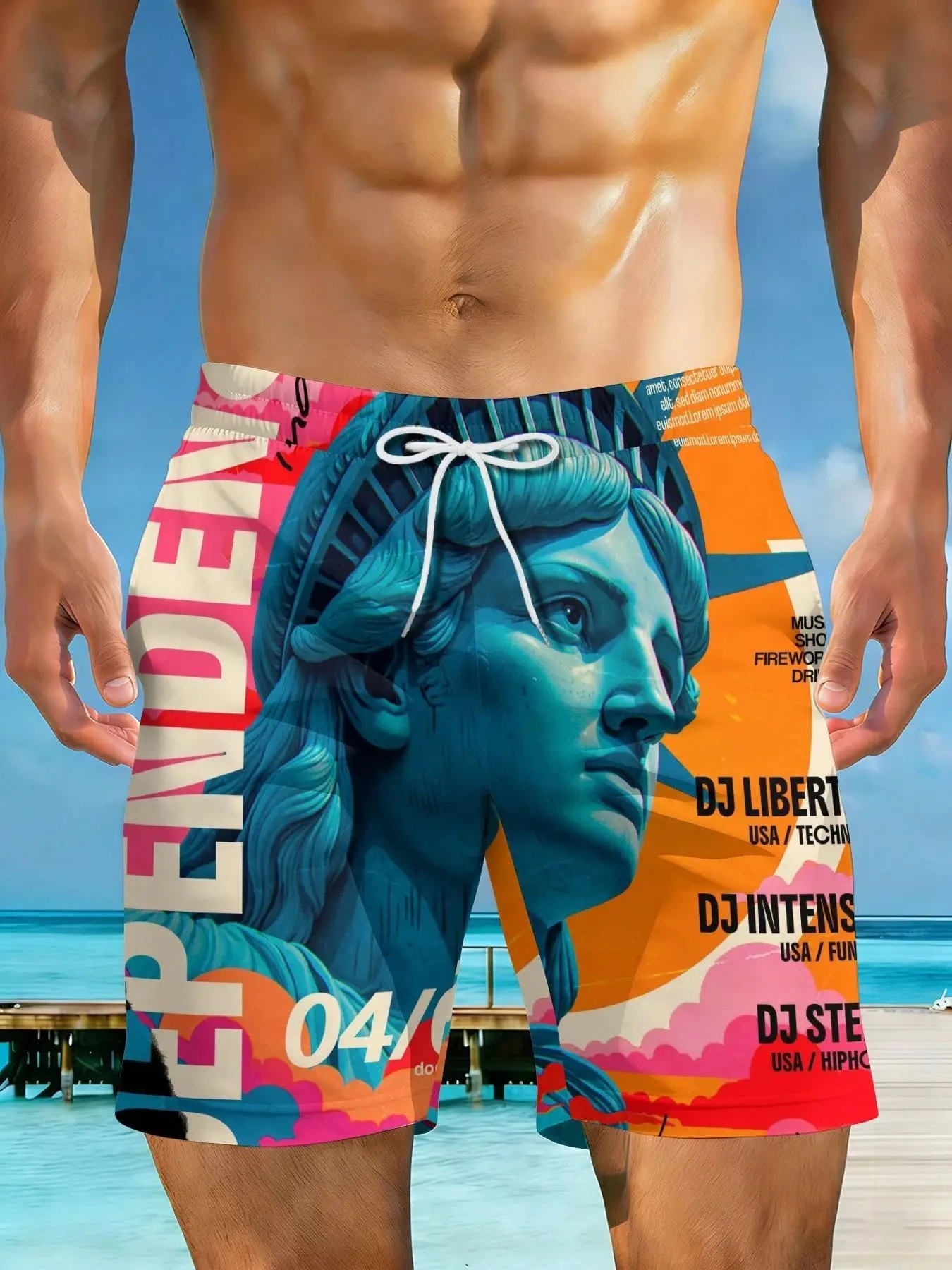 Plus Size Summer New Styles Statue Liberty Blue Orange Background Music Event Men's Fashion Casual Beach Shorts Suitable For Summer Outings And Beach
Plus Size Summer New Styles Statue Liberty Blue Orange Background Music Event Men's Fashion Casual Beach Shorts Suitable For Summer Outings And Beach