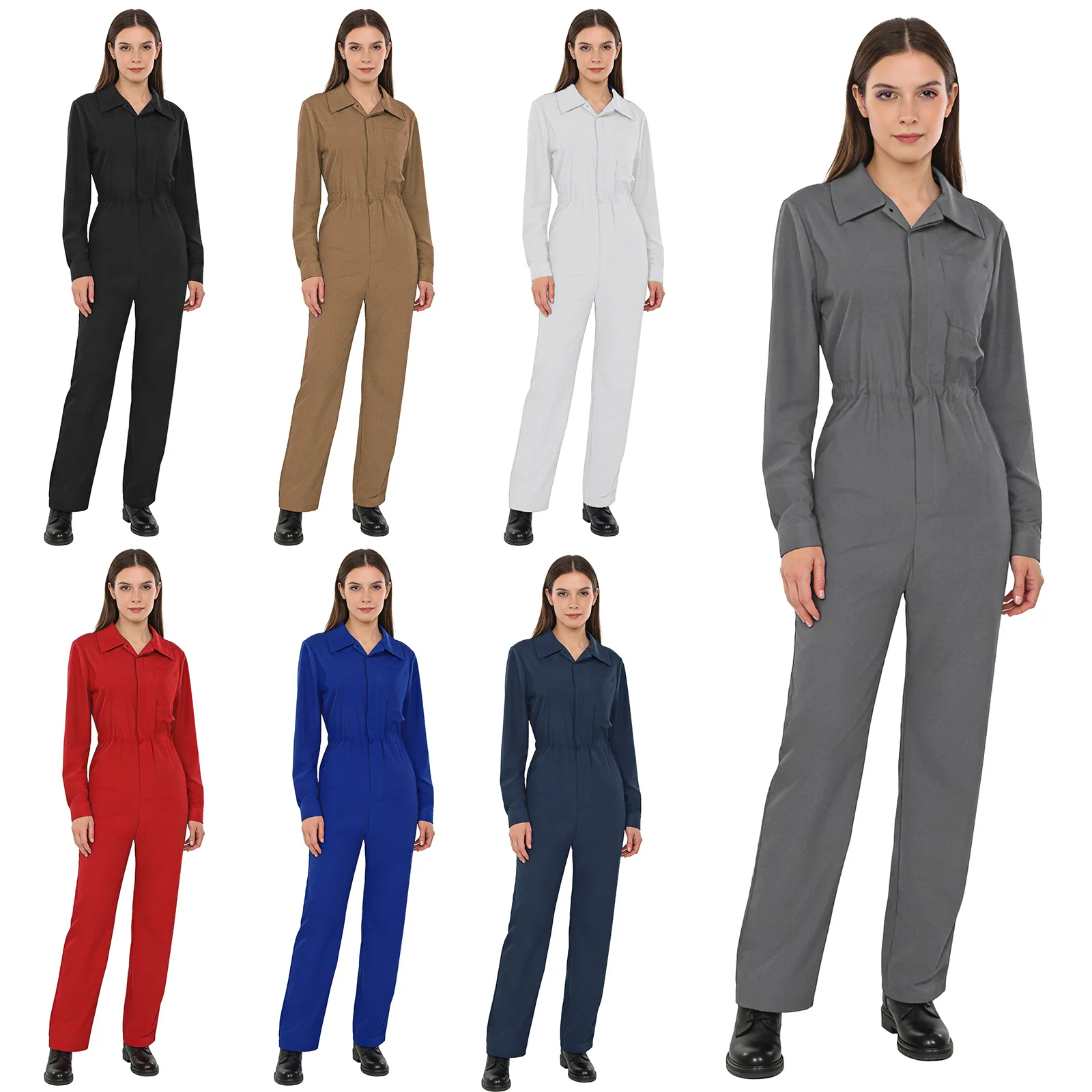 Women Fashion Casual Jazz Dance Coveralls Long Sleeve Buttons Euro Workwear Jumpsuit Halloween Carnival Costume Streetwear
Women Fashion Casual Jazz Dance Coveralls Long Sleeve Buttons Euro Workwear Jumpsuit Halloween Carnival Costume Streetwear