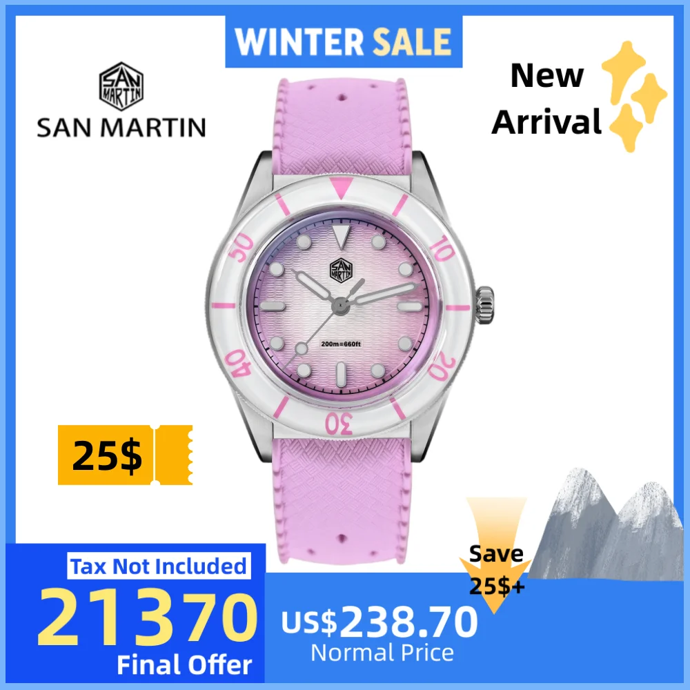 San Martin 32.5mm Ronda 703 Quartz Dive Watch For Women Guilloche MOP Wave Dial Sapphire Bezel BGW-X1 Luminous 20Bar SN0151GS
San Martin 32.5mm Ronda 703 Quartz Dive Watch For Women Guilloche MOP Wave Dial Sapphire Bezel BGW-X1 Luminous 20Bar SN0151GS