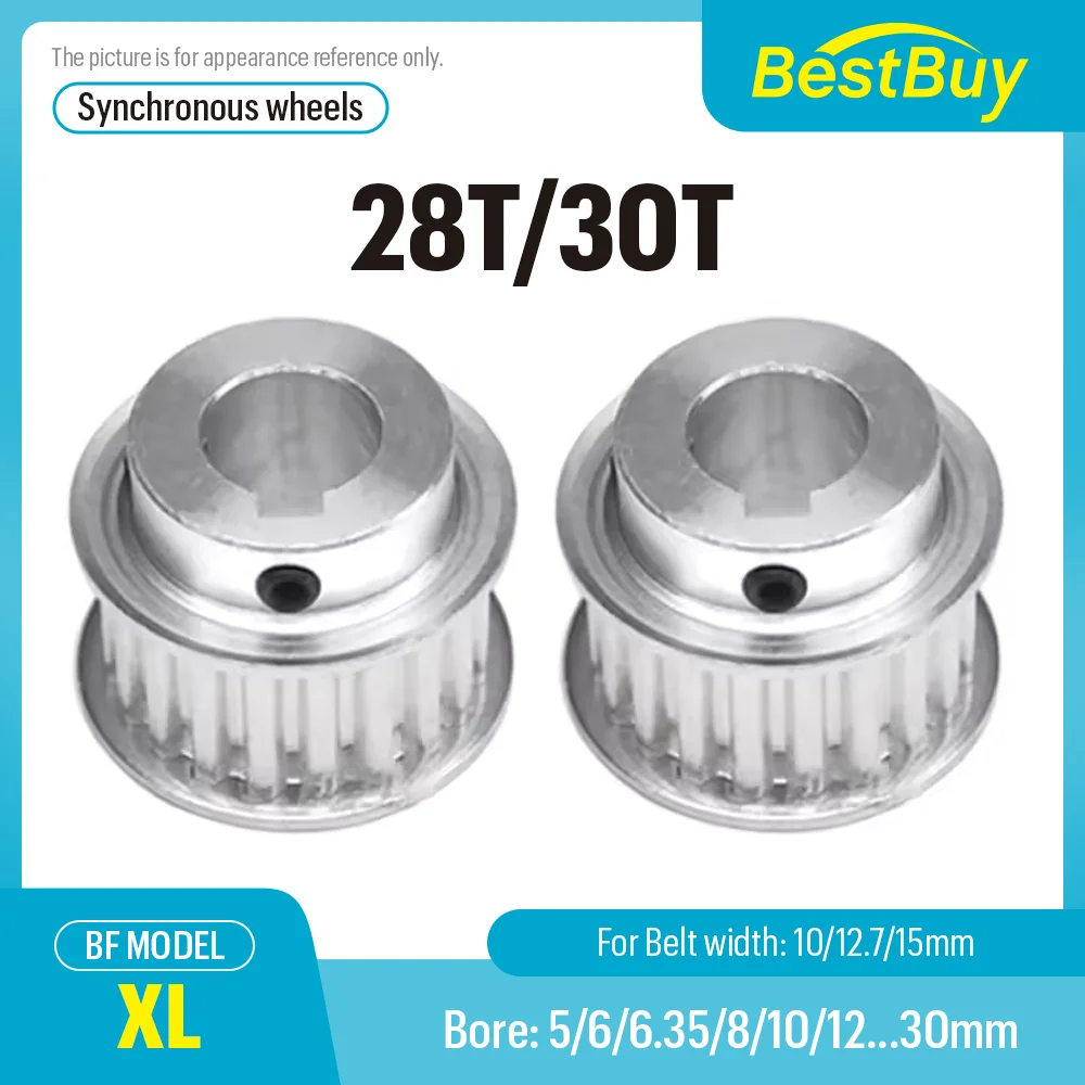 XL Timing Pulley BF Type 28T/30Teeth Synchronous Timing Pulley Bore 5/6/6.35-30 for Width 10/12.7/15mm Belt
XL Timing Pulley BF Type 28T/30Teeth Synchronous Timing Pulley Bore 5/6/6.35-30 for Width 10/12.7/15mm Belt